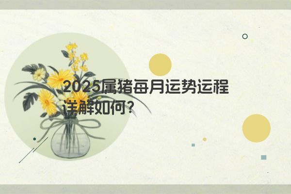 2025属猪每月运势运程详解如何？