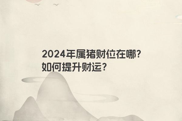 2024年属猪财位在哪？如何提升财运？