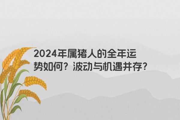 2024年属猪人的全年运势如何？波动与机遇并存？
