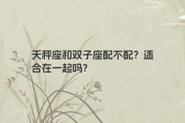 天秤座和双子座配不配？适合在一起吗？