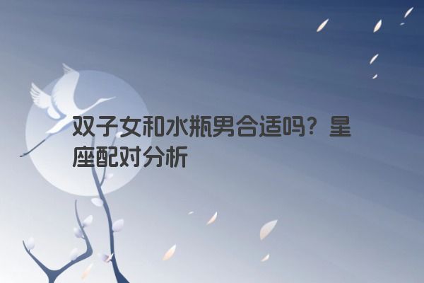 双子女和水瓶男合适吗？星座配对分析