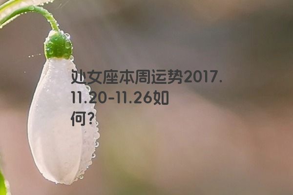 处女座本周运势2017.11.20-11.26如何？