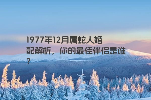 1977年12月属蛇人婚配解析，你的最佳伴侣是谁？