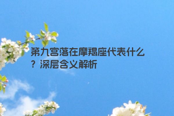 第九宫落在摩羯座代表什么？深层含义解析