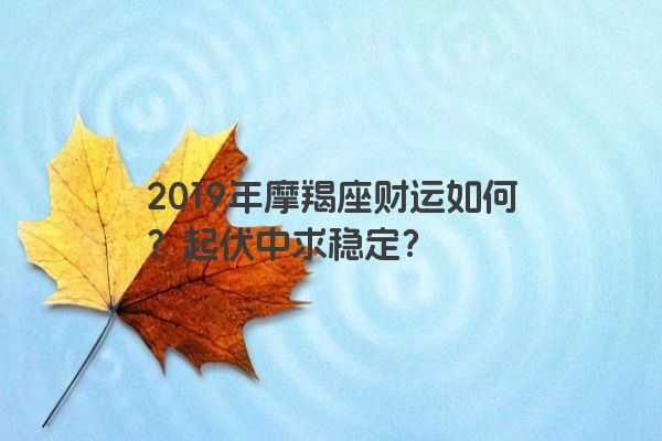 2019年摩羯座财运如何？起伏中求稳定？