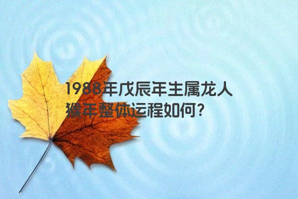 1988年戊辰年生属龙人猴年整体运程如何？