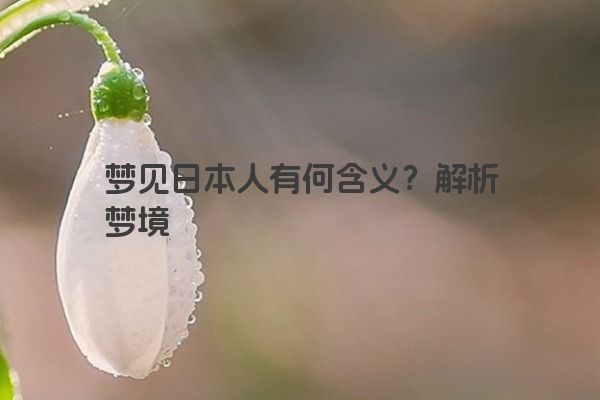 梦见日本人有何含义？解析梦境