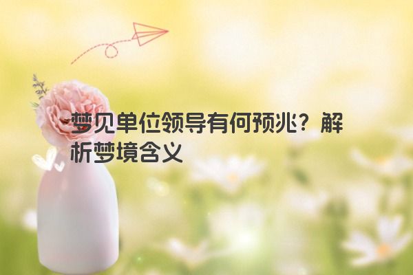 梦见单位领导有何预兆？解析梦境含义