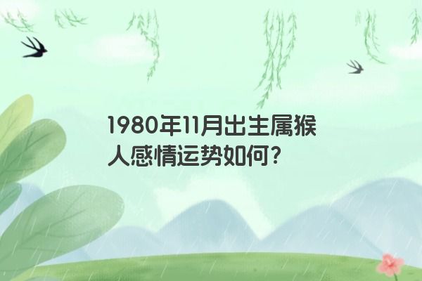 1980年11月出生属猴人感情运势如何？