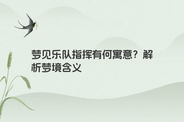 梦见乐队指挥有何寓意？解析梦境含义