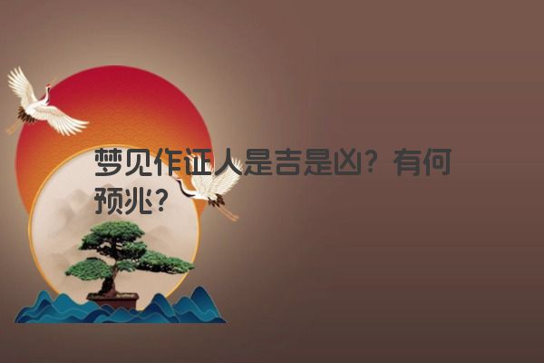 梦见作证人是吉是凶？有何预兆？