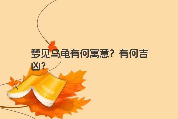 梦见乌龟有何寓意？有何吉凶？