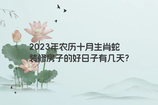 2023年农历十月生肖蛇装修房子的好日子有几天？