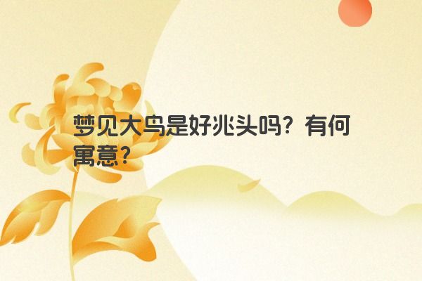 梦见大鸟是好兆头吗？有何寓意？