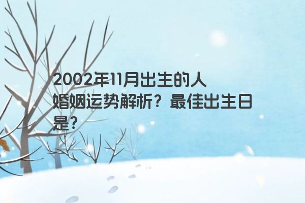 2002年11月出生的人婚姻运势解析？最佳出生日是？