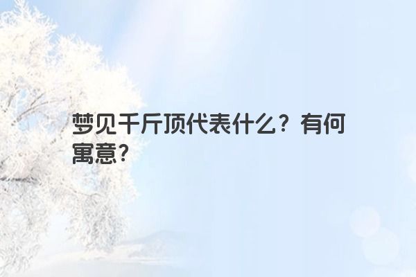 梦见千斤顶代表什么？有何寓意？