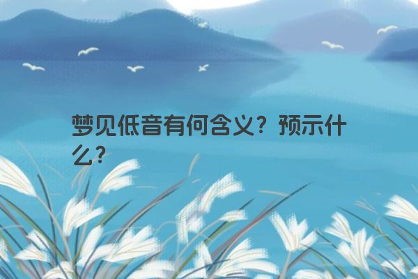 梦见低音有何含义？预示什么？