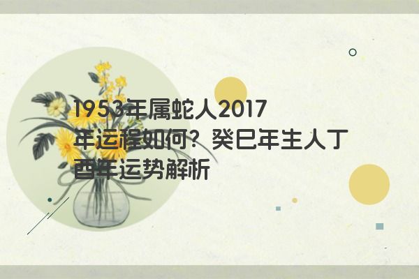 1953年属蛇人2017年运程如何？癸巳年生人丁酉年运势解析