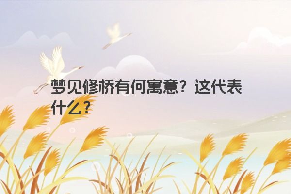 梦见修桥有何寓意？这代表什么？