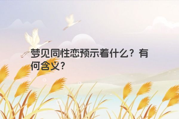 梦见同性恋预示着什么？有何含义？