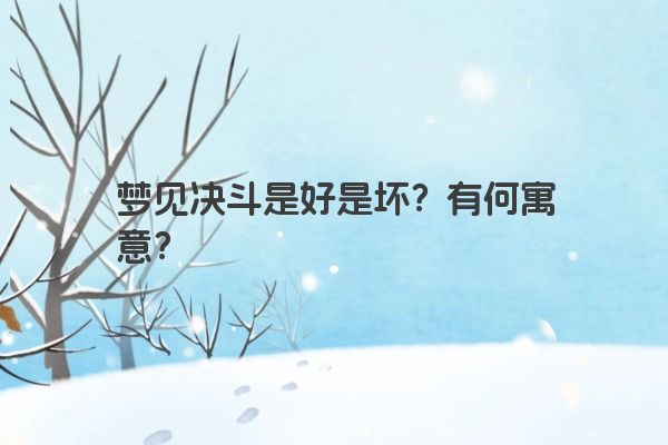 梦见决斗是好是坏？有何寓意？