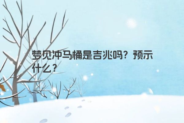 梦见冲马桶是吉兆吗？预示什么？