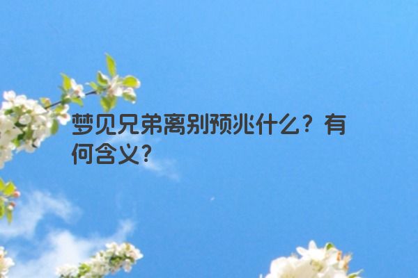 梦见兄弟离别预兆什么？有何含义？